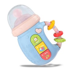 Baby Musical Toys 음악과 조명이 있는 학습 장난감 젖꼭지 보조제 용 딸랑이 선물 1346500, A-블루 - 용딸랑이