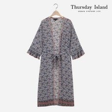 써스데이아일랜드 여성 보더 배색 로브 가디건 T214MOP278W _P337315058