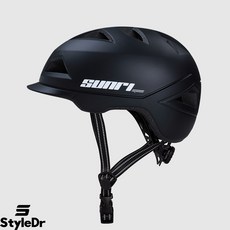 StyleDr 어반 캐주얼 자전거 헬멧, 무광블랙