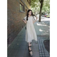 로로희 톰보이 김남주 딘트 캐주얼 슈트 A라인 롱 프릴 레이스 반팔원피스