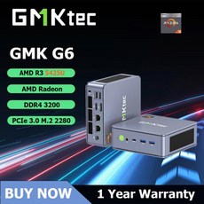 미니 PC 소형 컴퓨터 본체 고사양 일체형 올인원 게이밍 주식용 가정용 GMKtec 데스크탑 워크스테이션 게임용 G6 AMD R3 5425U 4 코어 8 16GB DDR5 1TB, 없음, 없음, 6) 32GB DDR4 512GB SSD - Gray-