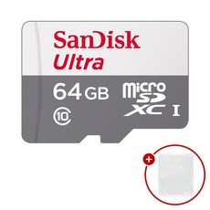 샌디스크 마이크로SD카드 울트라 SDSQUNR + SD카드 케이스, 1개, 64GB 1개, 64GB