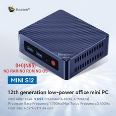 Beelink-미니 S12 프로 N100 와이파이 6 BT5.2 윈도우즈 미니 PC USB3.2 Gen2 LAN 1000M N95 데스크탑 컴, [02] UK, 03 MINIS 12 N95 NO OS_02 UK, 03 MINIS 12 N95 NO OS, 02 UK