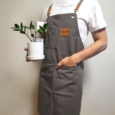 멀티포켓 심플 캔버스 앞치마, 브라운, 1개