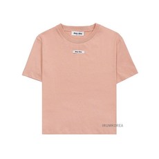 [미우미우] 여성 중앙 로고 반팔 티셔츠 MJN484 1YXU F0236