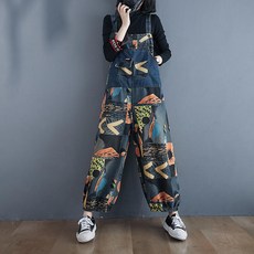 비니달려 JJPP91UY 여성 청바지 점프수트 멜빵 와이드 루즈핏 봄 가을