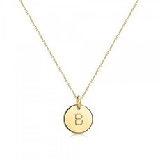 Befettly Initial 목걸이 펜던트 14K 금도금 원형 디스크 양면 각인 망치 초커 목걸이 16.5 ''조절 맞춤 알파벳 펜던트 B B