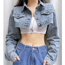 데님 연청 미니크롭 자켓