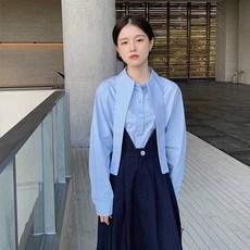 KORELAN캐주얼한 솔리드 컬러 니치 디자인 스트리머 셔츠 + A라인 스커트 50벌부터 주문 가능 한복 여성용 뉴스타일