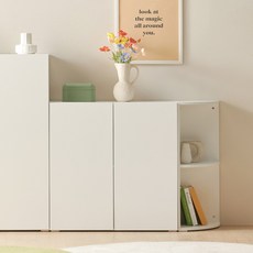 포스트모던 데미안 1100 높은 수납장 (수납장+코너장) (E0등급), 밀크화이트
