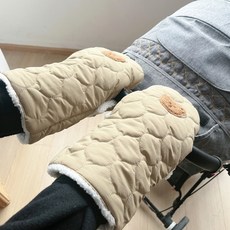 유모차 따뜻한 장갑 내장 보관 케이스 거치대 부드럽고 편안한 카트 핸드 머프 방수 유모차 액세서리, [03] khaki B, 1개