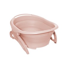 간편한 접이식 미니 습식 족욕기 발지압롤러 안전 족욕대야 족욕통 틈새 수납 공간절약활용, 연근 바칸디핑크