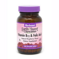 BlueBonnet Bluebonnet Earth Vitamin B12 & Folic Acid 180 임신초기비타민D 임신준비엽산 엽산400mg 활성형엽산 솔가천연엽산 임산부솔가엽산 남자엽산 천연엽산, 1개, 1