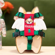 고급 애완동물 숏다리 필수 아이템 귀 여운 인기가 높다 천사의 날개 가슴 멜빵 자수 가능 야옹 강아지이름/얼굴을 무지개 멜빵, L, 03
