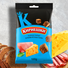 Сухарики Kirieshki из ржаного хлеба со вкусом ветчины и сыра 100 г