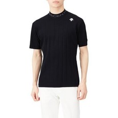 일본 데상트 골프화 Descente DGMXJA06 Mens Short Sleeve Shirt Mock Neck Knit Striped Pattern Elegant Golf 243, 3L, BK00 (Black), 1개 - 데상트골프