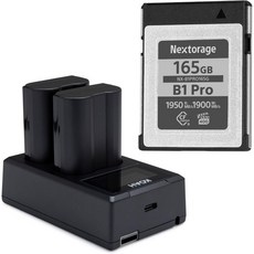 넥스토리지 B1 프로 시리즈 CF Express 타입 B 165GB 메모리 카드 번들 EN-EL15C(2팩) 및 LCD 듀얼 충전기(2개)