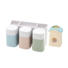 욕실 칫솔 꽂이 거치대 양치컵걸이 자동 치약 짜개, 해피 홈 + 블루