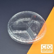 샐러드용기 170파이 1-4칸 (검정) 400개 뚜껑별도선택 일회용 반찬 포장 원형 용기, 170파이 샐러드 (뚜껑), 투명