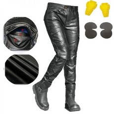 바이크 바지 여성용 오토바이 남자 친구 청바지 섹시 엉덩이 랩 라이딩 하이웨스트 PU 가죽, basic gear black_32 L
