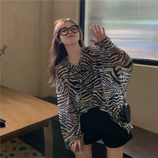 루즈핏 얇은 얼룩말 밀리터리 캐모플라주 후드 셔츠