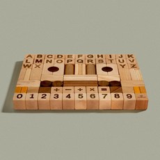 [숲소리] 숫자영어블럭 영유아 원목 블럭 교구 장난감 선물, 2) 단품+각인메시지 (배송메시지에 입력) 