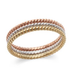 14k삼색레이어드반지