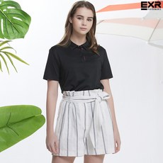 [EXR] 여성 솔리드 카라 티셔츠 블랙