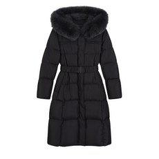 플라스틱아일랜드 여성용 폭스퍼 다이아몬드 퀼팅 롱 구스다운 패딩 PQ4NZ662