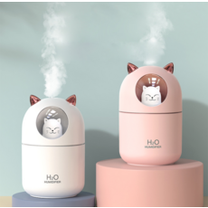 가디언 야옹이 펫 가습기 레인보우 7색 무드등 300ml, 핑크