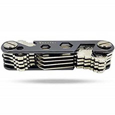 Compact Key Organizer by KEYTEC (12-16 keys) - Premium Key Holder with Built-In Tools - Bottle Opener/Phone Stand - Blac