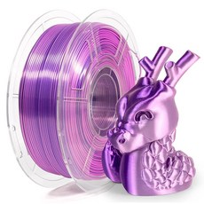 ISANMATE PLA 필라멘트 1.75mm 듀얼 컬러 필라멘트 샤이니 실크 3D 프린터 동시 압출 프린팅 매직 PLA 1kg/스풀 퍼플 및 실버