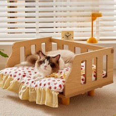 원목 소파 고양이 침대 펫 쿠션 강아지 애견, 1개, 32. 울타리침대 그린레몬 M 10kg 이하