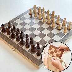 하우홈즈 접이식 고급원목자석체스게임 소형 대형 캠핑용 전용 가방 한글설명서포함 CHESS게임, 소형+전용가방