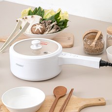 캠핑 자취용 가스렌지가 필요없는 멀티쿠커 전기 냄비 라면포트, 화이트 1.6L