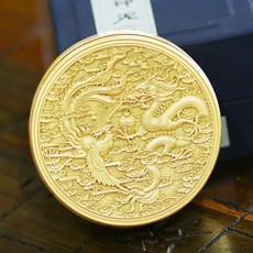 연적 고급 정교한 덮개포함 용과봉황 황동 필법 카트리지 문방사보 묵지 벼루 성인 학생용품, T02-금 용과봉황 카트리지