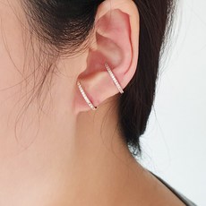 블루밍 14k 큐빅 커브 연예인 이어커프 피어싱