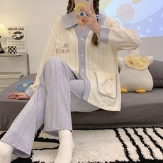 임산부 순면 산후조리개 누룩술 자카드 면 산모 잠옷 수유복 추동 205g