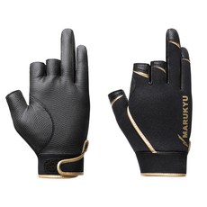  마루큐 웜 낚시 장갑 3컷 겨울 낚시 기어 장갑 블랙골드 바다낚시 낚시용품 피싱장갑 글러브, 블랙/골드 L(18258) 