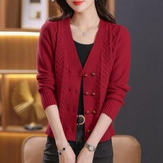 여자 브이넥 가디건 여성 니트 데일리룩 여친 더블 아우터 꾹3