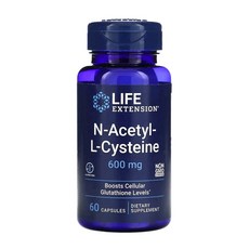 Life Extension N아세틸L시스테인 글리낙 글리세롤 60캡슐, 60정, 1개 - 글리세릴스테아레이트