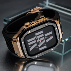 애플워치 메탈 케이스 일체형 스트랩 명품 케이스 럭셔리 밴드 줄질, 44mm(4.5.6.SE.SE2시리즈), JE01-블랙실버+H디버클포함
