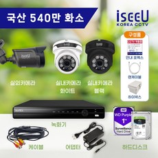 iseeU 국산 CCTV 세트 540만화소 고화질 실내 실외 자가설치, 1. 실내카메라1대+어댑터+CCTV케이블1개, 1. 하드디스크 없음 (실시간O 녹화X), 1개 - 하이크비전