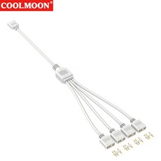 어댑터 핀이 있는 ARGB 익스텐션 케이블 PC 섀시 메인 보드 DIY 4 3 2 범용 ARGB 분배기 Gen 2 5V 3, White 1 to 4, 1개, 01 화이트 1 to 4_01 CHINA