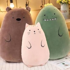 공룡 플러시 장난감 귀여운 돼지 인형 인형 베개 잠자는 긴 베개 침대 소녀를위한 큰 인형 선물, 곰 고양이 공룡