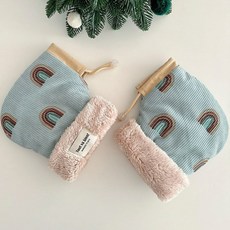 장갑 방풍 스쿠터 야외 프린트 스포츠 겨울용 액세서리 손 유모차 따뜻한, Blue Rainbow, 1개