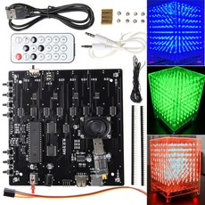 음악 스펙트럼 레벨 DIY 8x8x8 RGB LED 3D 라이트 큐브 키트 MP3 음악 스펙트럼 전자 디스플레이, 한개옵션0 - 바우하우스cd