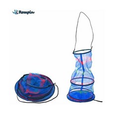 어포기 통발 어망 25x65cm 미니 낚시 바구니 3 계층 접이식 경량 휴대용 크랩 랍스터 새우 물고기 수납장 크릴 네트, 1개