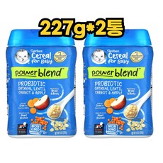 Gerber 거버 아기 이유식 프로바이오틱스 오트밀 렌틸콩 당근 사과, 2개, 당근 사과 맛, 227g