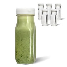 미르 헥사 실리콘 사각 보틀 유리병 화이트, 240ml, 6개 6개, 240ml